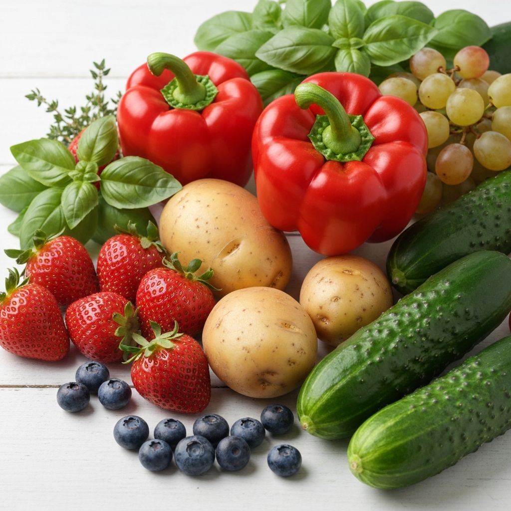 Fresh organic ingredients on white wooden surface